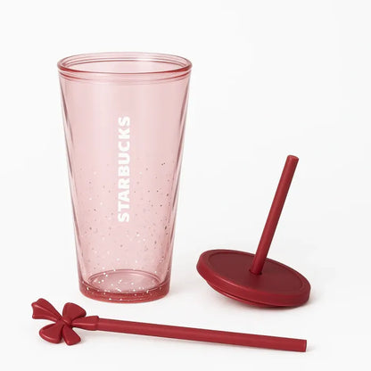 Pink Bow Glass Cup