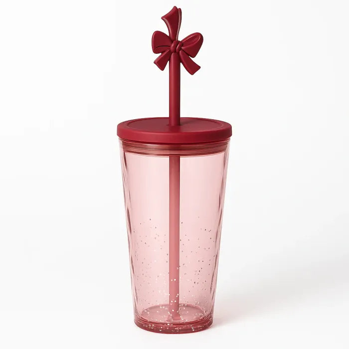 Pink Bow Glass Cup