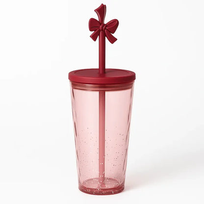 Pink Bow Glass Cup